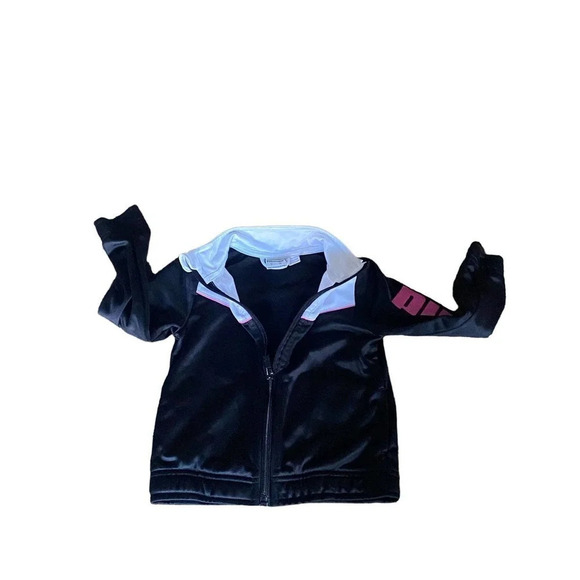 Puma Jacket Toddler Size 2T Athletic Zip Up Logo Long Sleeve Weight Pink Black - Picture 5 of 8